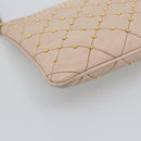 PRADA Clutch Bag Leather Pink Gold Auth 186026A-16