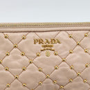 PRADA Clutch Bag Leather Pink Gold Auth 186026A-17