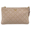 PRADA Clutch Bag Leather Pink Gold Auth 186026A-13