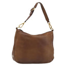 PRADA Shoulder Bag Leather Brown Gold Auth 186027A-1