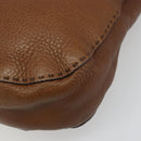 PRADA Shoulder Bag Leather Brown Gold Auth 186027A-14