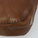 PRADA Shoulder Bag Leather Brown Gold Auth 186027A-16
