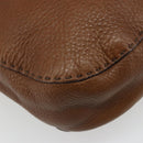 PRADA Shoulder Bag Leather Brown Gold Auth 186027A-17