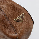 PRADA Shoulder Bag Leather Brown Gold Auth 186027A-18