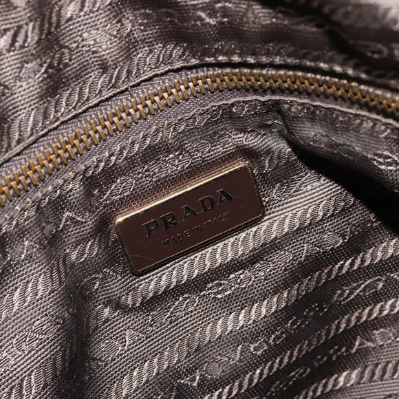 PRADA Shoulder Bag Leather Brown Gold Auth 186027A