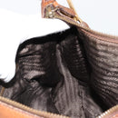 PRADA Shoulder Bag Leather Brown Gold Auth 186027A-21