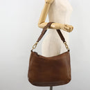 PRADA Shoulder Bag Leather Brown Gold Auth 186027A-25