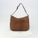 PRADA Shoulder Bag Leather Brown Gold Auth 186027A-12