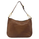 PRADA Shoulder Bag Leather Brown Gold Auth 186027A-2