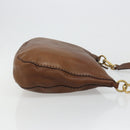 PRADA Shoulder Bag Leather Brown Gold Auth 186027A-3