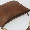 PRADA Shoulder Bag Leather Brown Gold Auth 186027A-6