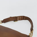 PRADA Shoulder Bag Leather Brown Gold Auth 186027A-8