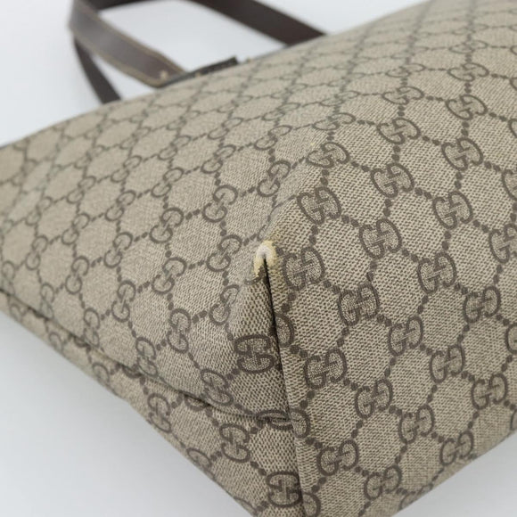GUCCI GG Supreme Tote Bag PVC Beige 211137 Auth 186032