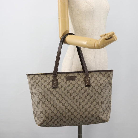 GUCCI GG Supreme Tote Bag PVC Beige 211137 Auth 186032