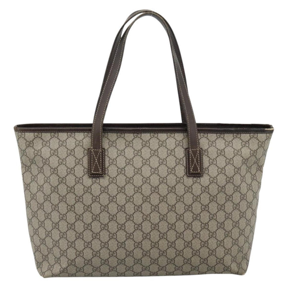 GUCCI GG Supreme Tote Bag PVC Beige 211137 Auth 186032