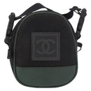 CHANEL Sports Line Shoulder Bag Canvas Black Silver CC Auth 186034A-13