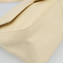 FENDI Mamma Baguette Shoulder Bag Leather Ivory Gold Auth 186036SAM-16