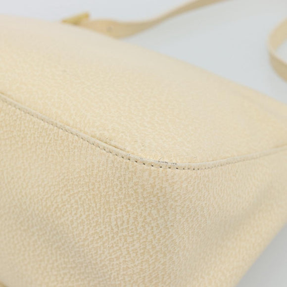 FENDI Mamma Baguette Shoulder Bag Leather Ivory Gold Auth 186036SAM