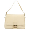 FENDI Mamma Baguette Shoulder Bag Leather Ivory Gold Auth 186036SAM-13