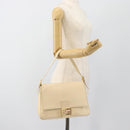 FENDI Mamma Baguette Shoulder Bag Leather Ivory Gold Auth 186036SAM-25