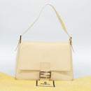 FENDI Mamma Baguette Shoulder Bag Leather Ivory Gold Auth 186036SAM-12