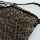 FENDI Zucca Canvas Mamma Baguette Shoulder Bag Black Brown Auth 186037SAM-14