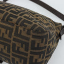 FENDI Zucca Canvas Mamma Baguette Shoulder Bag Black Brown Auth 186037SAM-16
