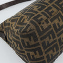 FENDI Zucca Canvas Mamma Baguette Shoulder Bag Black Brown Auth 186037SAM-17
