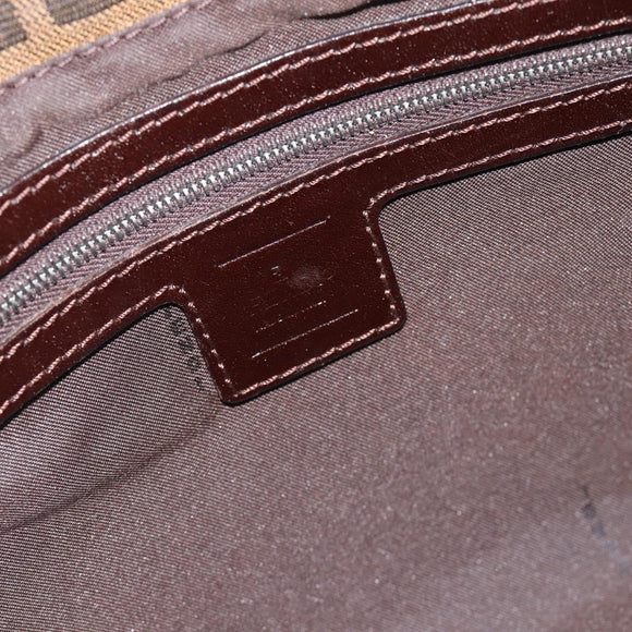 FENDI Zucca Canvas Mamma Baguette Shoulder Bag Black Brown Auth 186037SAM