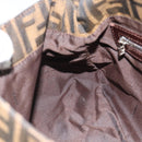 FENDI Zucca Canvas Mamma Baguette Shoulder Bag Black Brown Auth 186037SAM-20