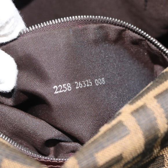 FENDI Zucca Canvas Mamma Baguette Shoulder Bag Black Brown Auth 186037SAM