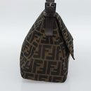 FENDI Zucca Canvas Mamma Baguette Shoulder Bag Black Brown Auth 186037SAM-3