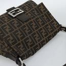 FENDI Zucca Canvas Mamma Baguette Shoulder Bag Black Brown Auth 186037SAM-6