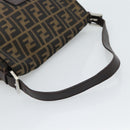 FENDI Zucca Canvas Mamma Baguette Shoulder Bag Black Brown Auth 186037SAM-7