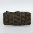 FENDI Zucca Canvas Mamma Baguette Shoulder Bag Black Brown Auth 186037SAM-5