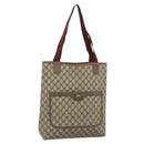 GUCCI GG Supreme Web Sherry Line Tote Bag PVC Beige 39 02 003 Auth 186038-1