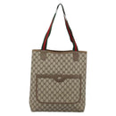 GUCCI GG Supreme Web Sherry Line Tote Bag PVC Beige 39 02 003 Auth 186038-2