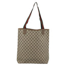 GUCCI GG Supreme Web Sherry Line Tote Bag PVC Beige 39 02 003 Auth 186038-3