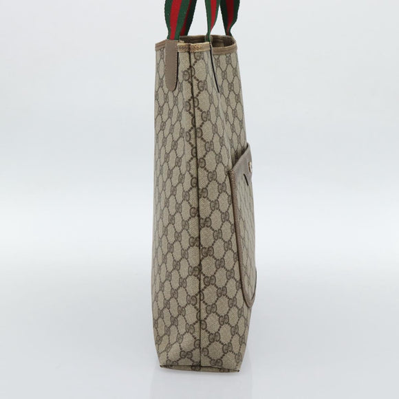 GUCCI GG Supreme Web Sherry Line Tote Bag PVC Beige 39 02 003 Auth 186038