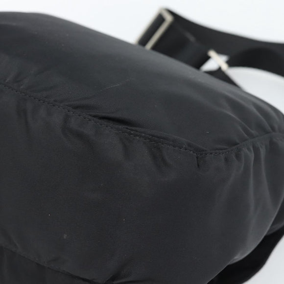 PRADA Shoulder Bag Nylon Black Silver Auth 186039A
