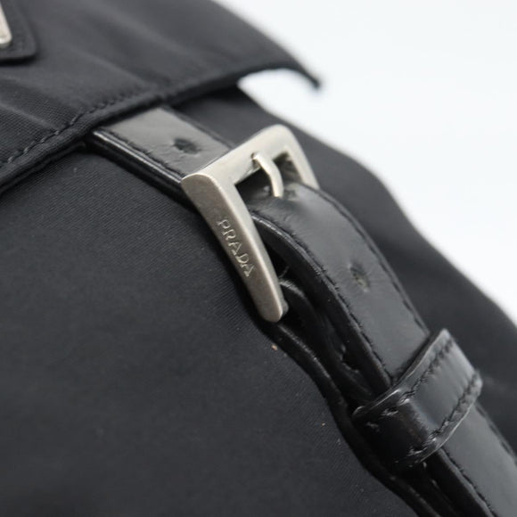 PRADA Shoulder Bag Nylon Black Silver Auth 186039A
