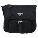 PRADA Shoulder Bag Nylon Black Silver Auth 186039A-2