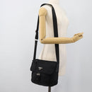 PRADA Shoulder Bag Nylon Black Silver Auth 186039A-28