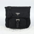 PRADA Shoulder Bag Nylon Black Silver Auth 186039A-29