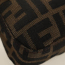 FENDI Zucca Canvas Mamma Baguette Shoulder Bag Black Brown Auth 186044SAM-15