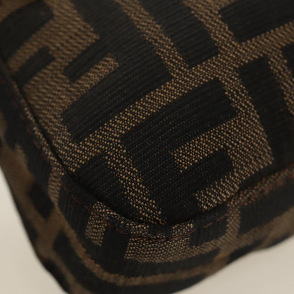 FENDI Zucca Canvas Mamma Baguette Shoulder Bag Black Brown Auth 186044SAM