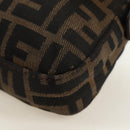 FENDI Zucca Canvas Mamma Baguette Shoulder Bag Black Brown Auth 186044SAM-16