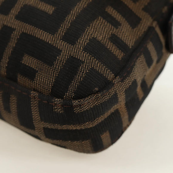 FENDI Zucca Canvas Mamma Baguette Shoulder Bag Black Brown Auth 186044SAM