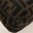 FENDI Zucca Canvas Mamma Baguette Shoulder Bag Black Brown Auth 186044SAM-17