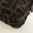 FENDI Zucca Canvas Mamma Baguette Shoulder Bag Black Brown Auth 186044SAM-18